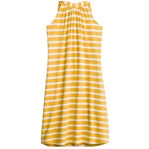 Market & Spruce Lara Knit Halter Mustard Yellow & White Striped Shift Dress Sz M